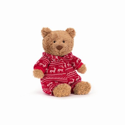 Jellycat Bartholomew Winter Pyjamas Bear USA | 63720JABW